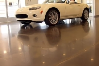Polished car dealership showroom
